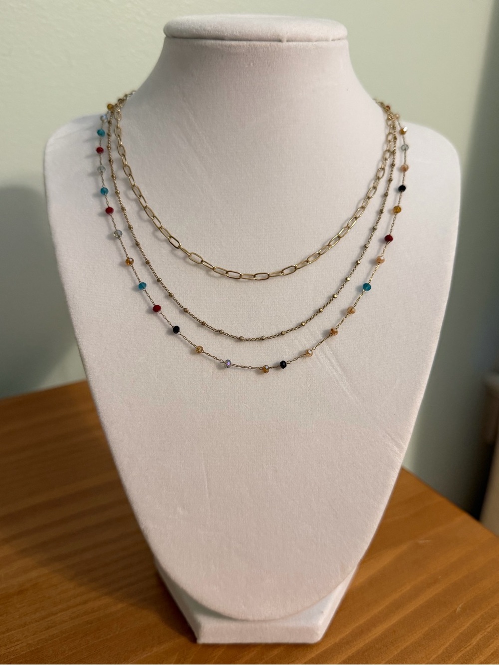 Altar’d State Multi-Strand Gold Necklace with Multicolor Beads